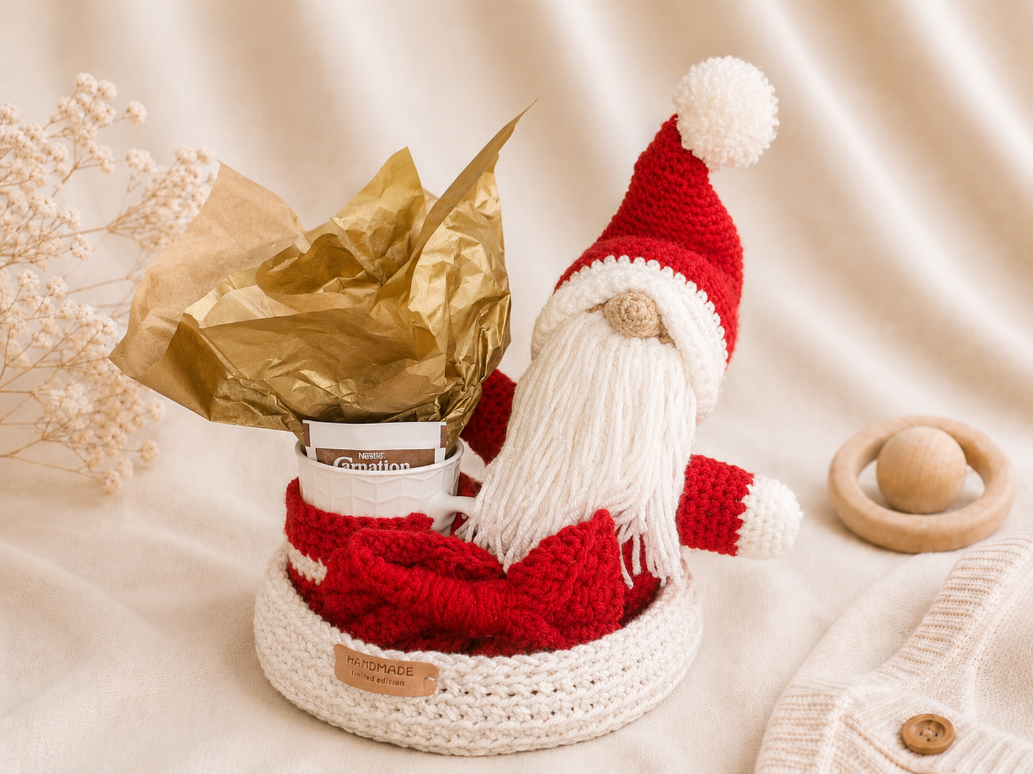 Handcrafted Christmas Gnome Gift Basket