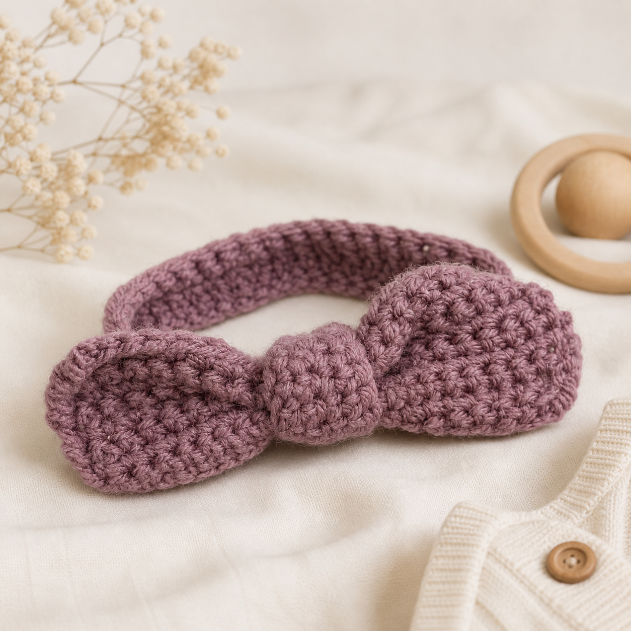 Handcrafted Crochet Baby Headband with Bow or Flower