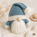 Handcrafted Crochet Gnome in Blue and White