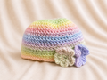 Handcrafted Crochet Rainbow Baby Hat with Flowers