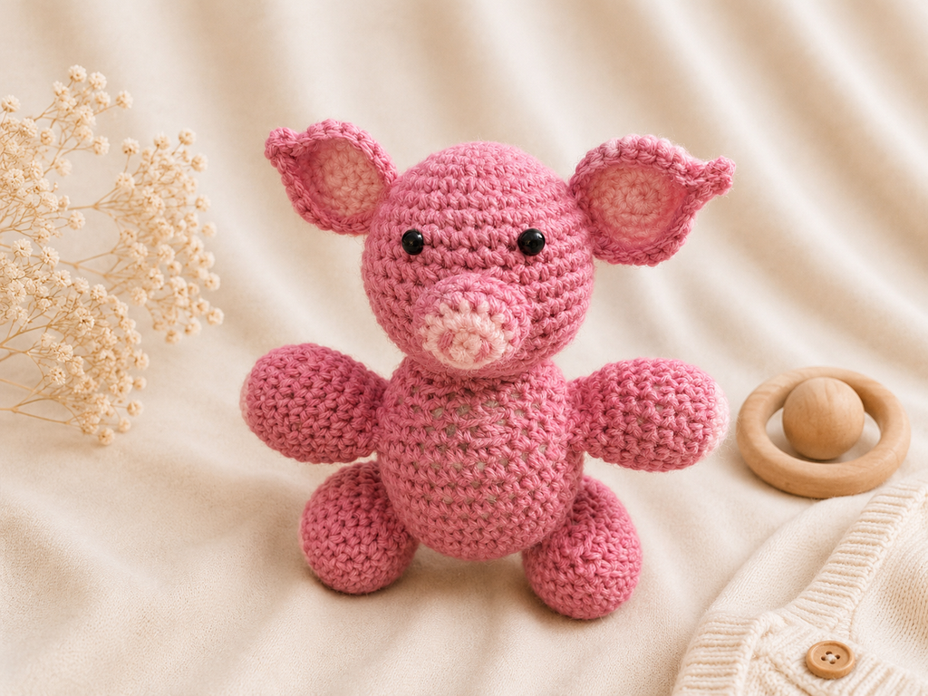 Handcrafted Crochet Pig
