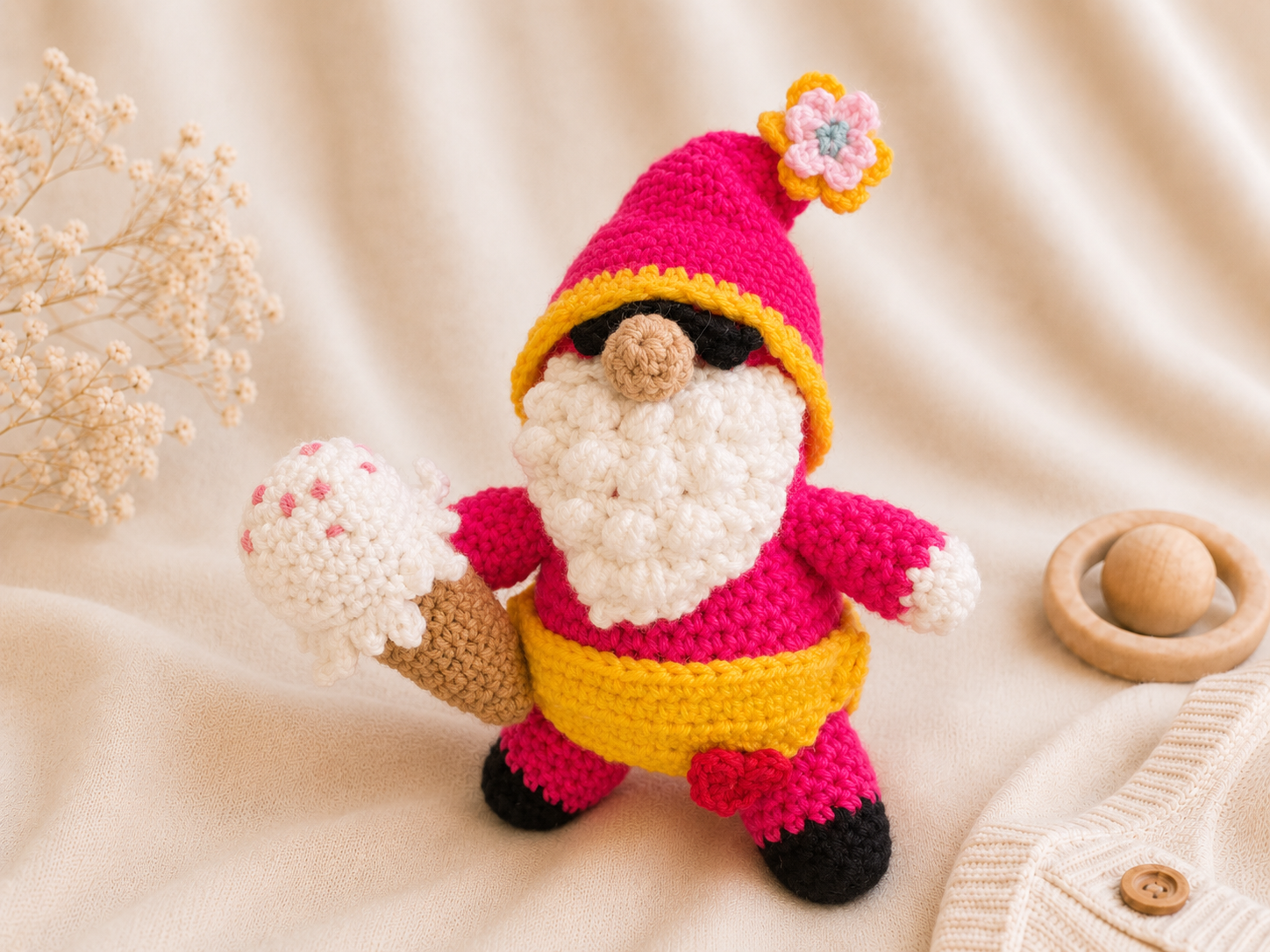Handcrafted Summer Ice Cream Gnome