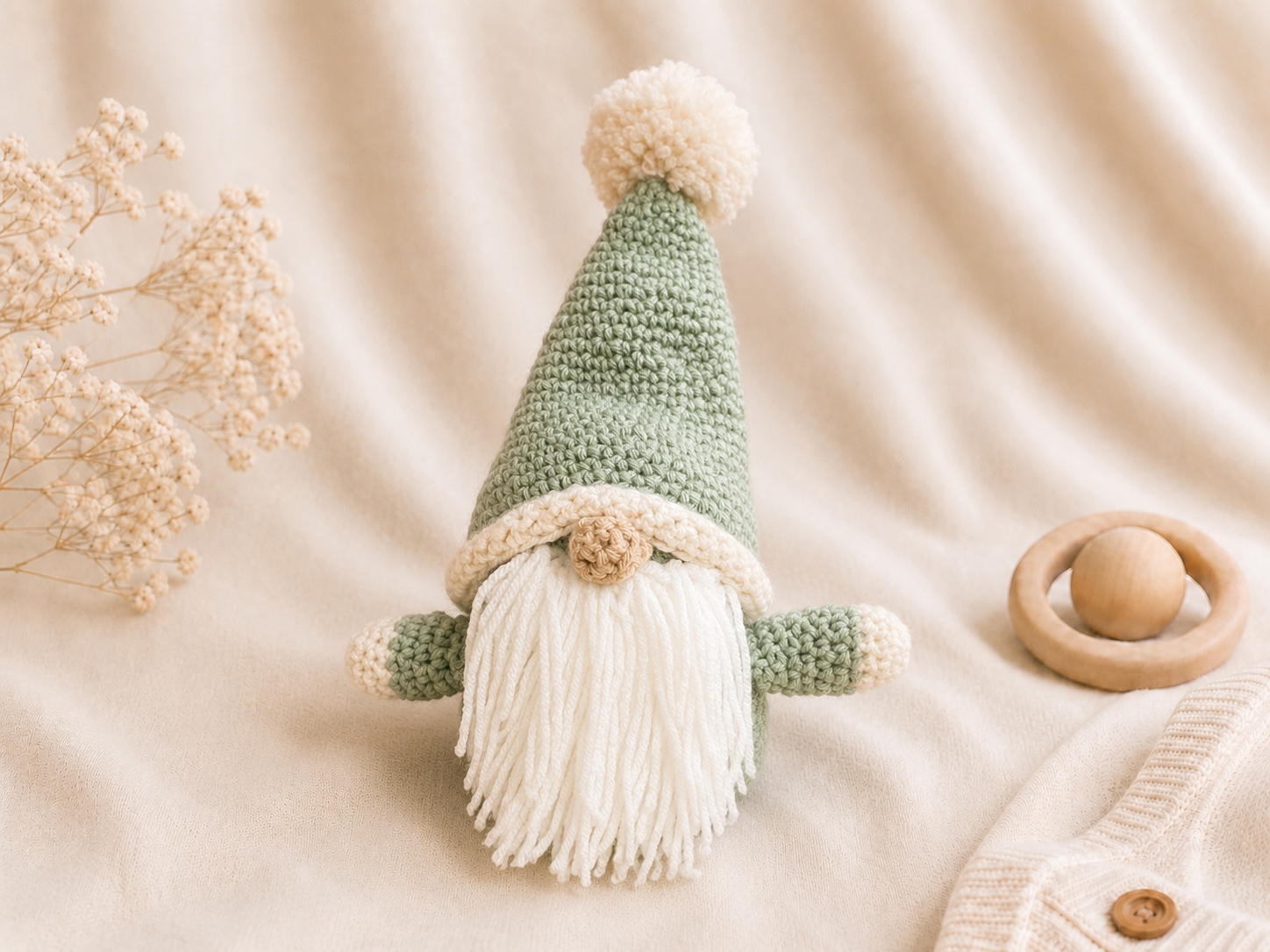 Handcrafted Crochet Sage Gnome
