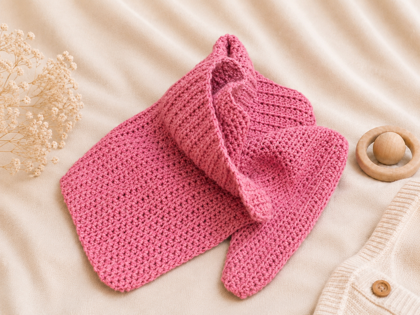 Handcrafted Crochet Pink Scarf