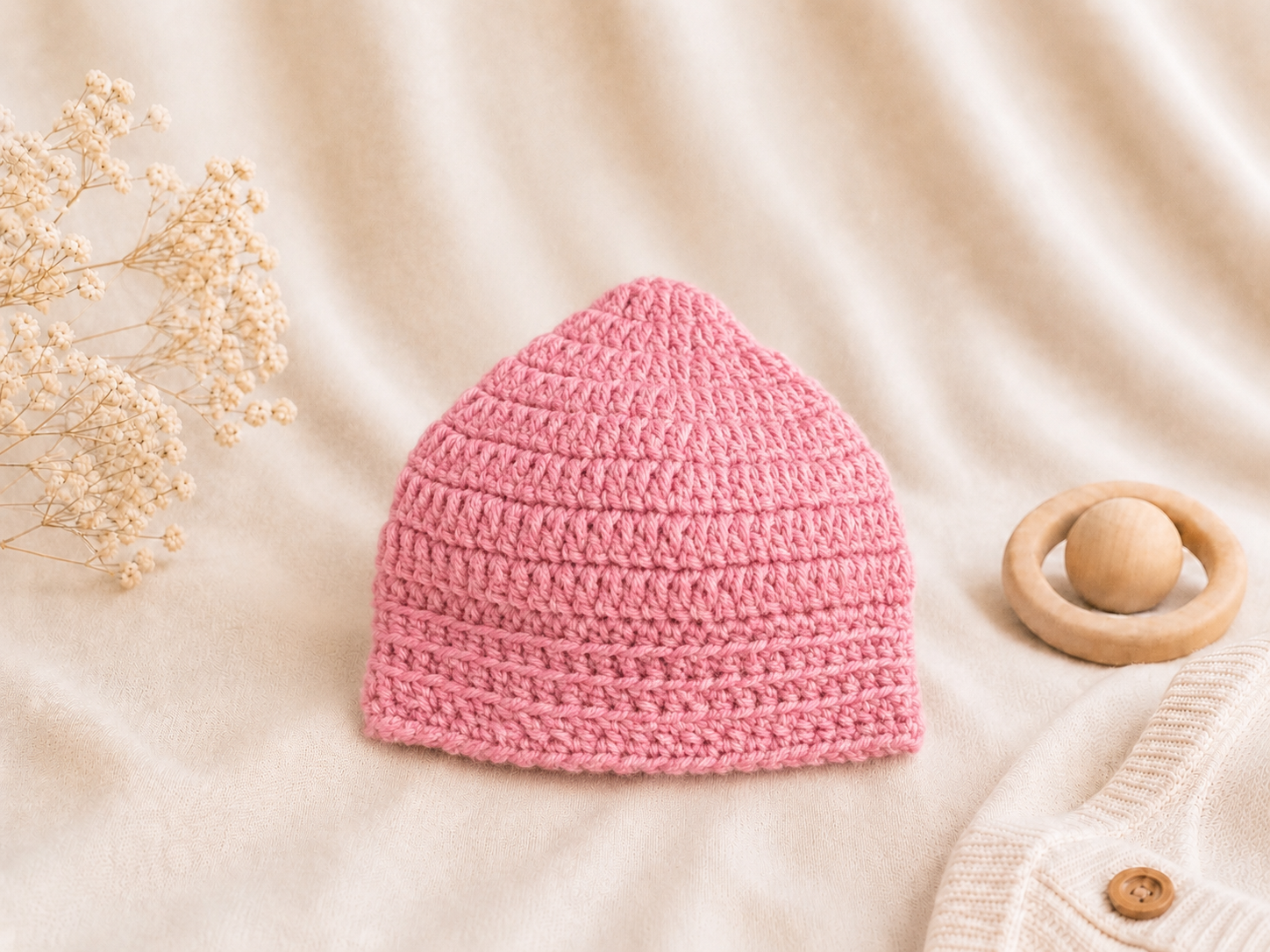 Handcrafted Crochet Pink Baby Hat