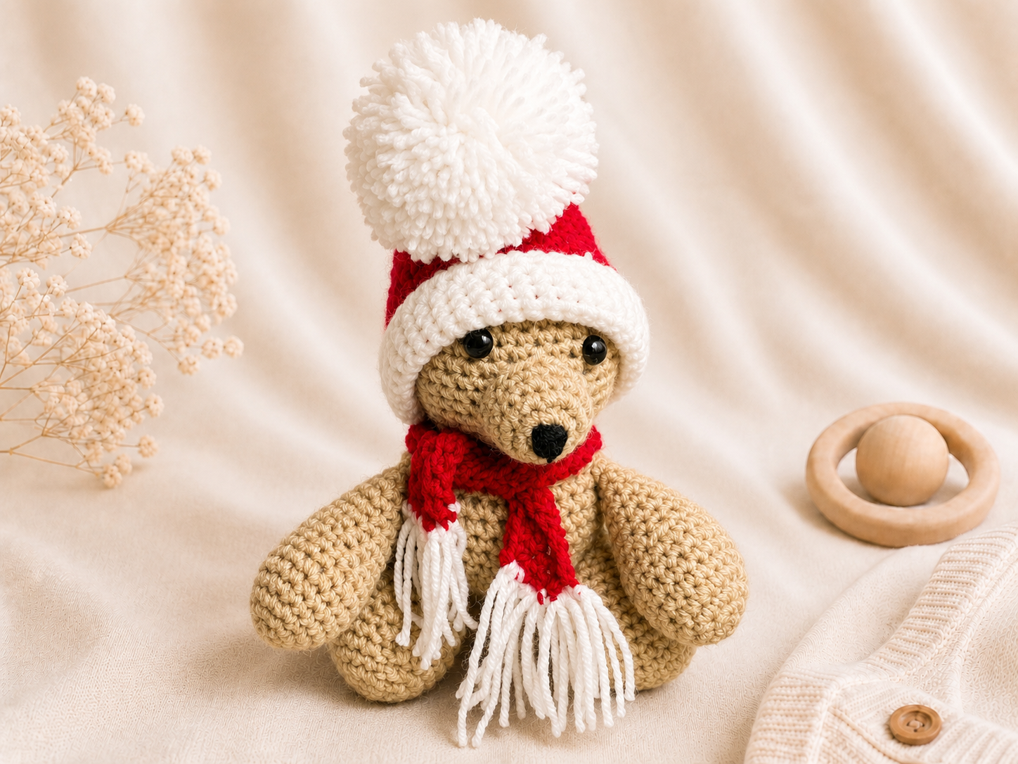 Handcrafted Crochet Holiday Bear